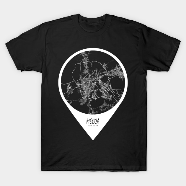 Mecca, Saudi Arabia City Map - Travel Pin T-Shirt by deMAP Studio